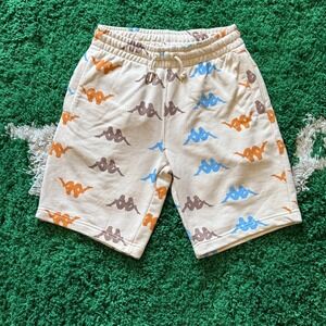 Kappa All Over Print Shorts Beige Blue Orange Brown Small Casual